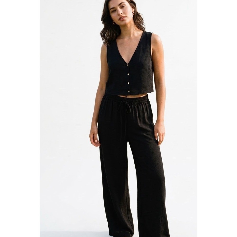 21 Saints Black Button Front Vest Tank And Trouser Pants Set Women's Size L